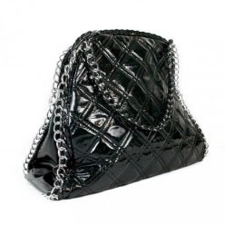 Black Patent Quilted Handbag