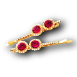 Crystal Ruby Gold Hairclips