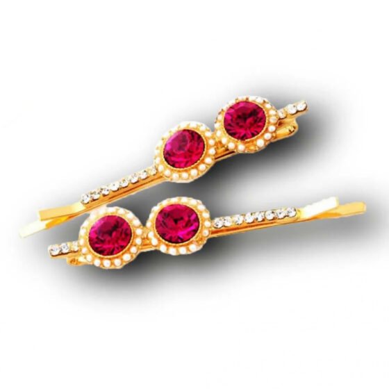 Crystal Ruby Gold Hairclips