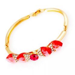 Red Crystal Gold-Plated Bangle