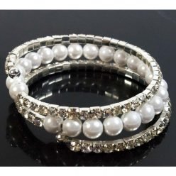 Stretch Bracelet with Pearlescent Beads and Diamentes