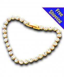 14K GOLD Plated with Crystal Round Crystal Bracelet Women/Girl Fashion Gift