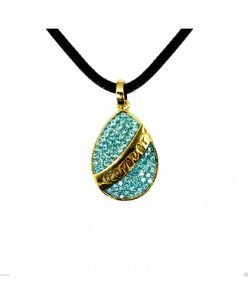 14K Gold Plated Drop Blue Swarovski Elements Forever Crystal Pendant Necklace