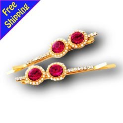 Crystal Ruby Gold Hairclips